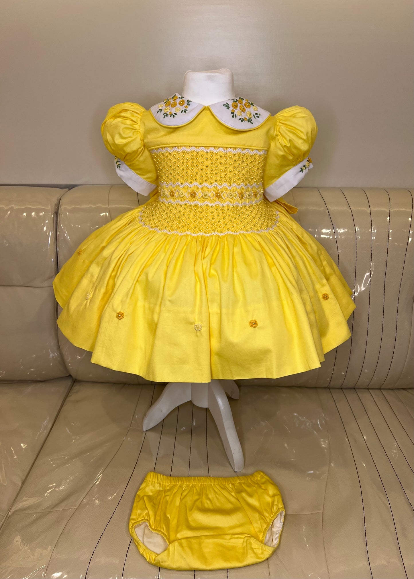 Lemon Pearl Smocked Dress