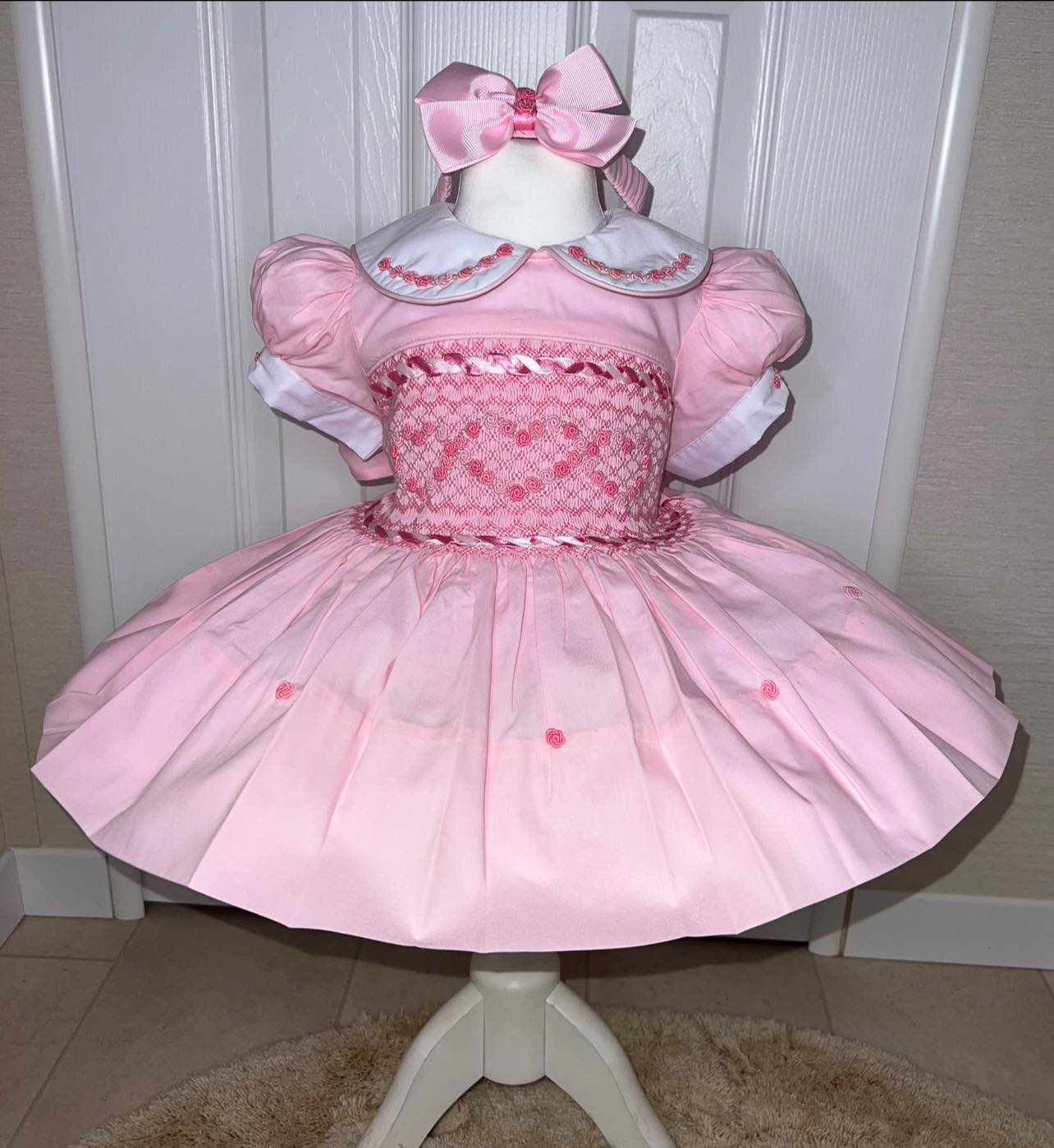 Pink Love Heart Smocked Dress