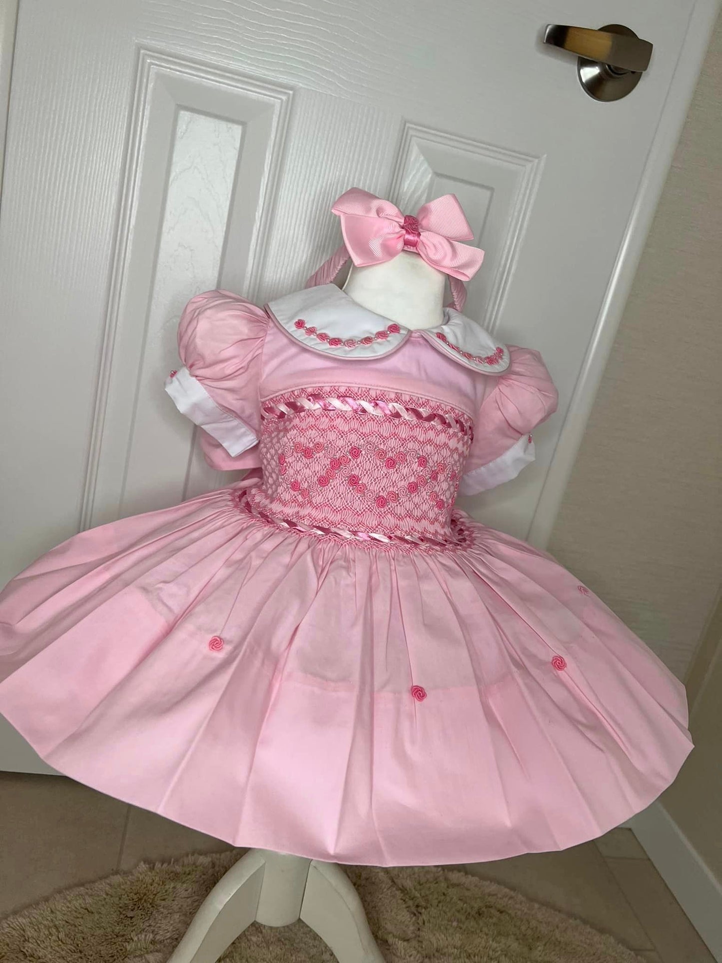 Pink Love Heart Smocked Dress