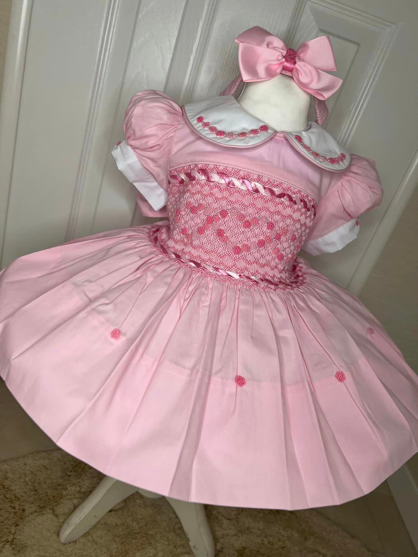 Pink Love Heart Smocked Dress