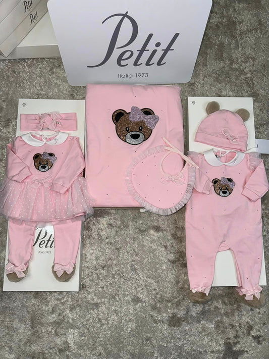 Petit Italia Layette Set Baby Pink Teddy Bear