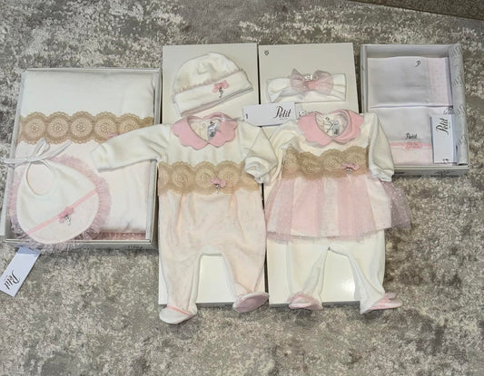 Petit Italia Layette Set PINK Swiss dot