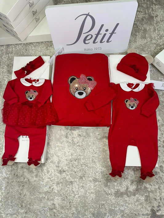 Petit Italia Layette Set Red Teddy Bear