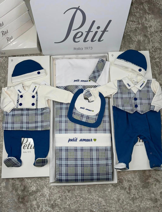 Petit Italia Layette Set Boys Tartan