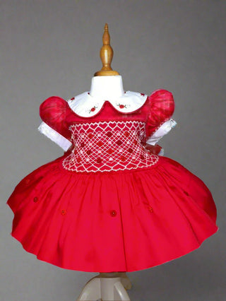 Red and White Smocked Dress